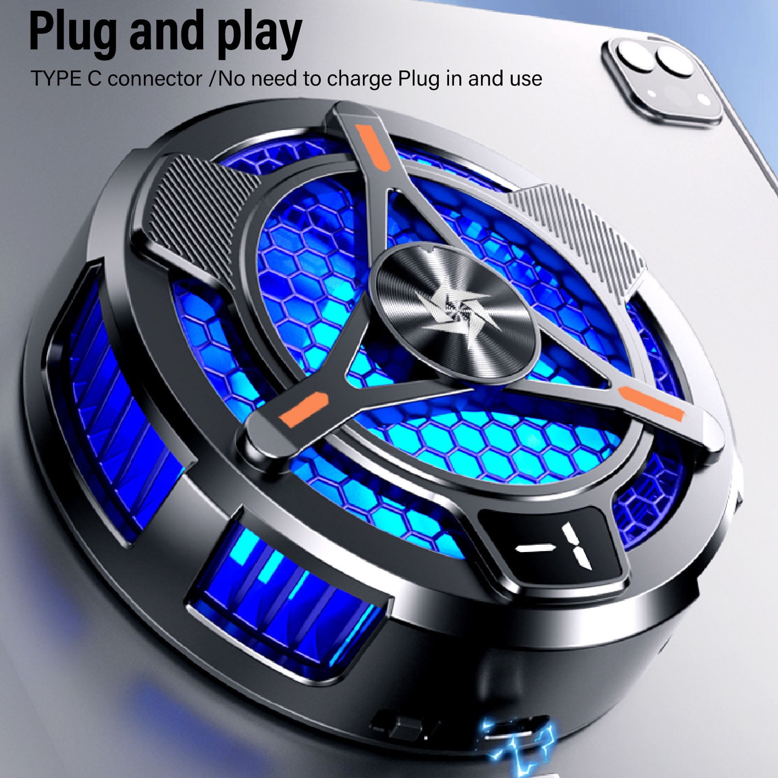 Tablet Cooler for Magnetic Phone Cooling Fan Magnetic Tablet Cooler for IOS Tablet Two Levels Adjustable Efficient Cooling Type C Interface Universal Phone Cooler