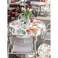thumbnail image 6 of Outdoor Tablecloth with Umbrella Hole Zipper Pink Orange Floral Round Tablecloth 54" Waterproof Outside Table Cloth Summer Botanical Flower Leaf Patio Table Cover Tablecloths for Picnic Party, 6 of 8