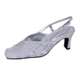 thumbnail image 1 of FLORAL Joy Women's Wide Width Pointed Toe Mesh/Satin Upper Slingback Dress Shoes for Dinner, Prom or Work SILVER 8.5, 1 of 6