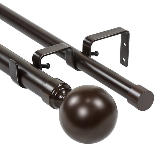 Urbanest Steel Ball Manhattan 1" 3/4" Double Drapery Curtain Window Rod Set - 48" to 84", Bronze