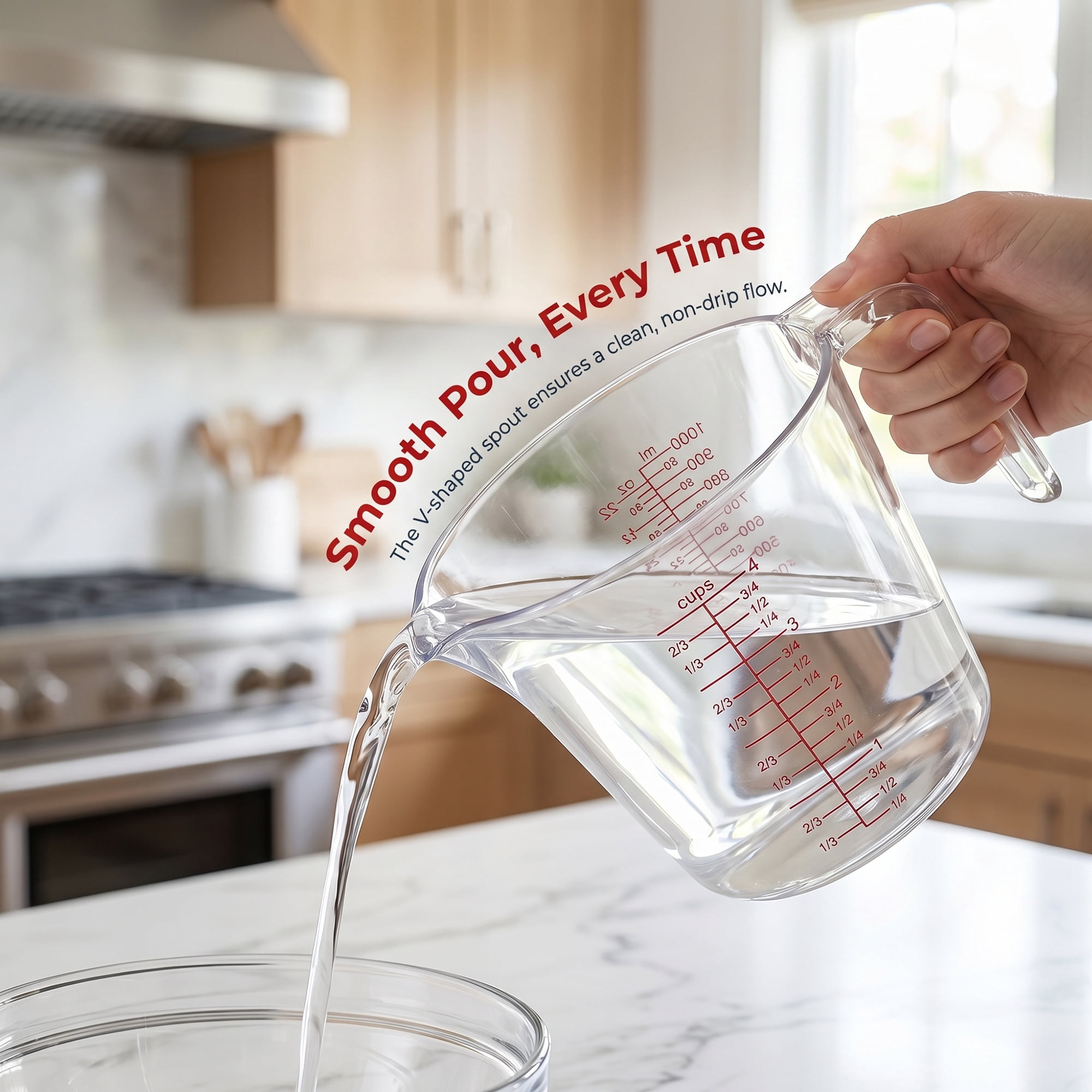 Unique Bargains PS Material Measuring Cup for Measuring and Pouring Clear 3Pcs