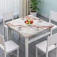 thumbnail image 3 of White Marble Rose Gold Line Pattern Square Fitted Tablecloth with Elastic Edge,Square Table Cover,Washable Elastic Table Cover for Home Kitchen Party Decor 34"x34", 3 of 6