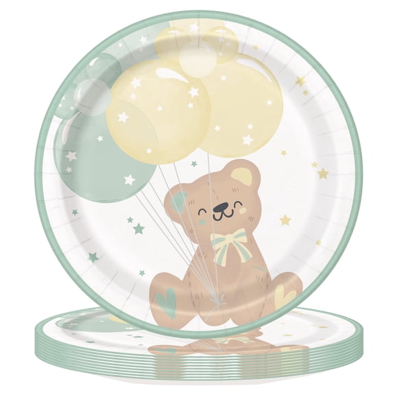 10 Count 9 Inch Baby Shower Multicolor Bear Party Plate by Way To Celebrate