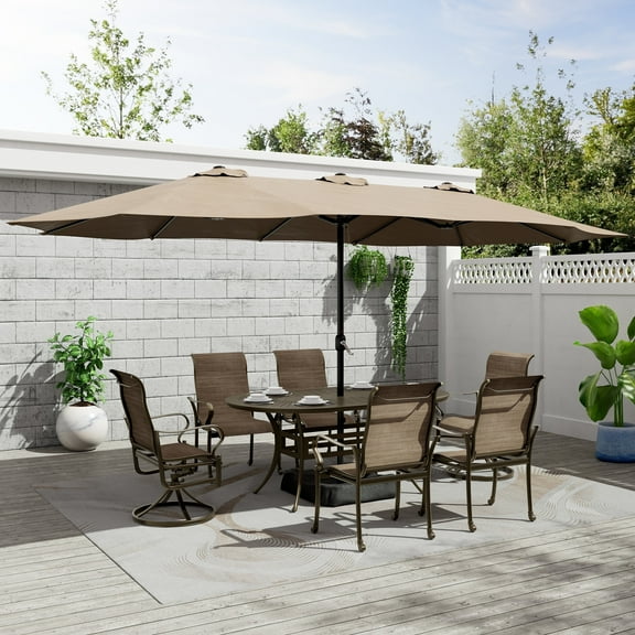 Mondawe Outdoor Patio Dining Set for 6, Outdoor Table and Chairs, Textilene Fabric, 4 Fixed Chairs, 2 Swivel Patio Dining Chairs, 72" Oval Patio Dining Table