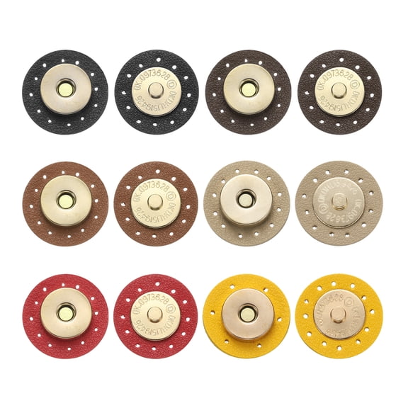 Uxcell 6 Pcs Leather Snaps Buttons, Magnetic Purse Snap Clasps for DIY Bags, Clothes Accessories, Multicolored Round
