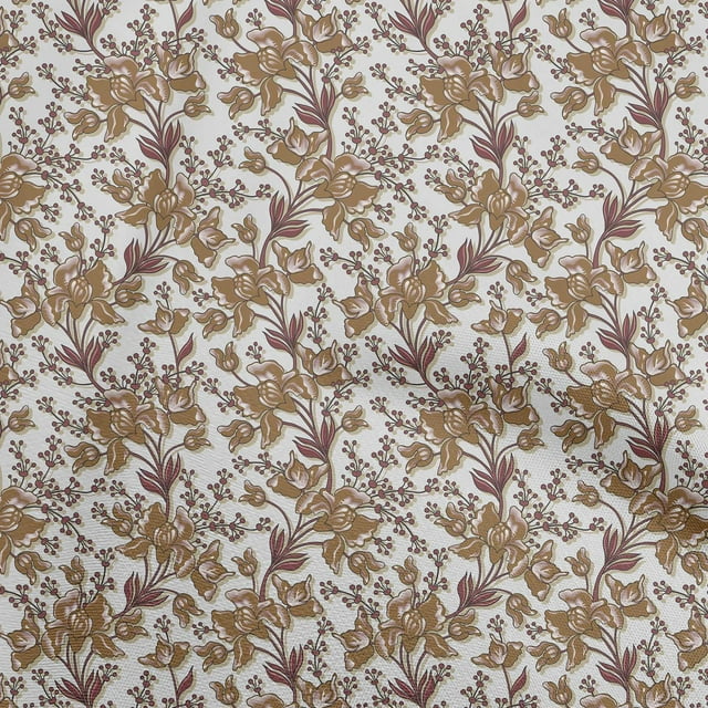 oneOone Rayon Brown Fabric Florals Sewing Craft Projects Fabric Prints By Yard 56 Inch Wide