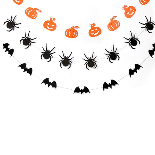 Coofit 3PCS 13.12FT Halloween Banner Creative Paper Hanging Banner Party Decoration