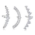 thumbnail image 1 of Pendientes de moda JeenMata de 3 Pares con diseños en espiral y adornos de diamantes de Imitación en baño de oro blanco, 1 of 5