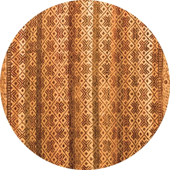 Ahgly Company Indoor Round Abstract Orange Modern Area Rugs, 8' Round