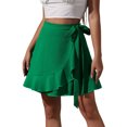 thumbnail image 1 of UKAP Ladies Skirts High Waist Mini Lace Up Boho Beach Green S, 1 of 5