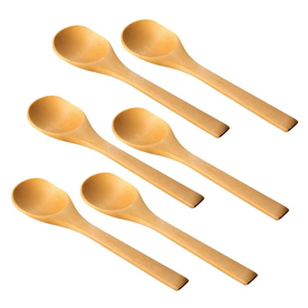 

6pcs Kitchen Seasoning Wooden Spoons Condiments Scoop Small Teaspoon Honey Coffee Spoon
