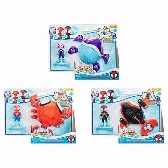 Hasbro HSBG0663 Spidey & His Amazing Friends Water Webs Vehicle & Figure Assortment Figures - 3 Piece