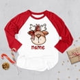 thumbnail image 4 of Camiseta personalizada de ciervo y muñeco de nieve para niños, nombre personalizado, ropa de Navidad para niños, camisetas de raglán, atuendos de fiesta para niñas, camisas para niños, 4 of 5