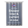 thumbnail image 3 of Clorox Waterproof Fabric Shower Curtain, Durable Fabric, Weighted Magnets - Gray, 72" x 72", 3 of 13