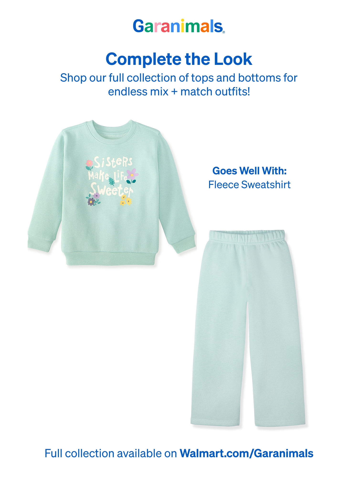 Garanimals Baby & Toddler Girls Fleece Sweatpants, Wide Leg, Sizes 0-6T