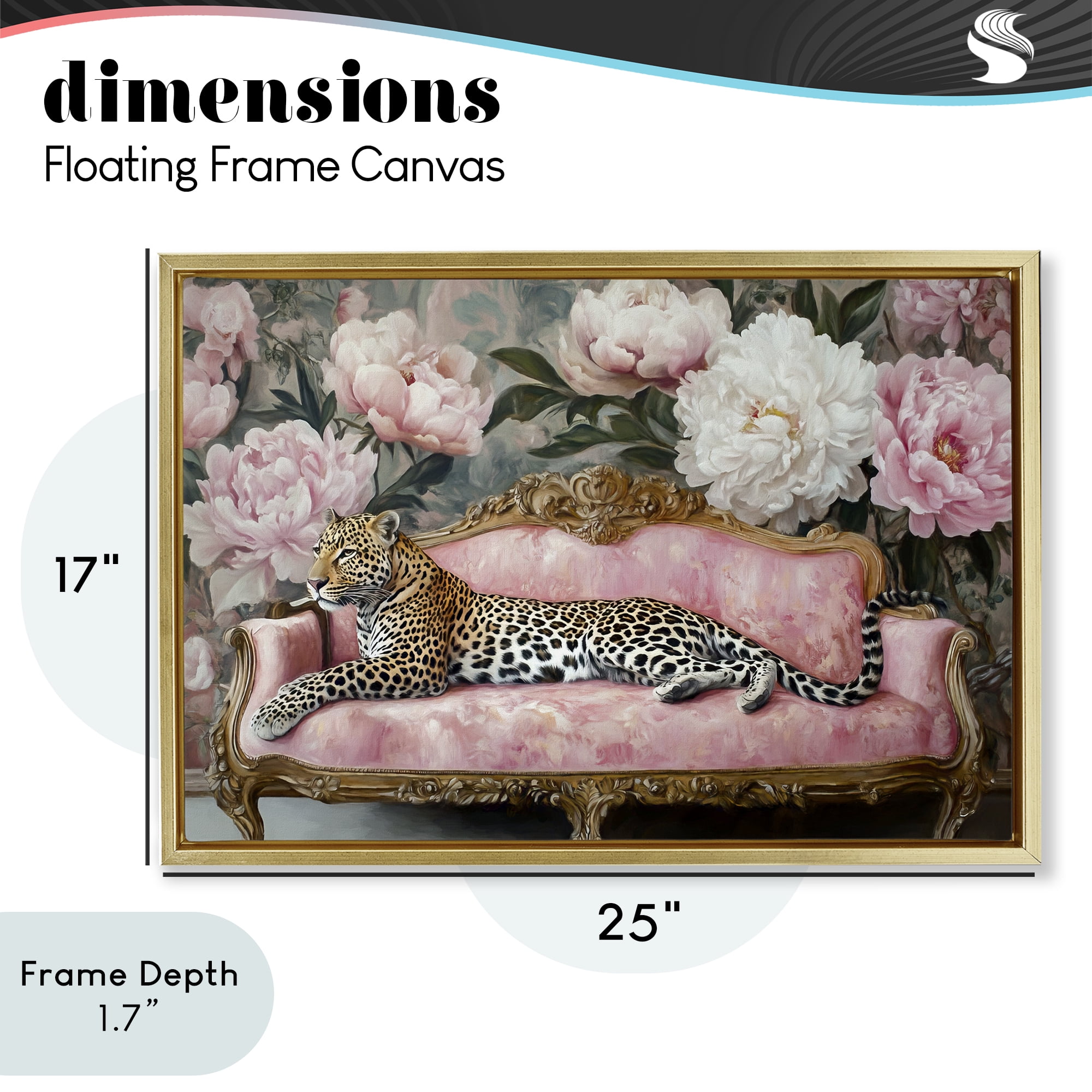 Stupell Industries Where The Leopard Dreams Gold Framed Floater Canvas Wall Art, design by Tina LeCour
