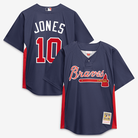 Men's Mitchell & Ness Chipper Jones Navy Atlanta Braves Authentic Batting Practice Jersey