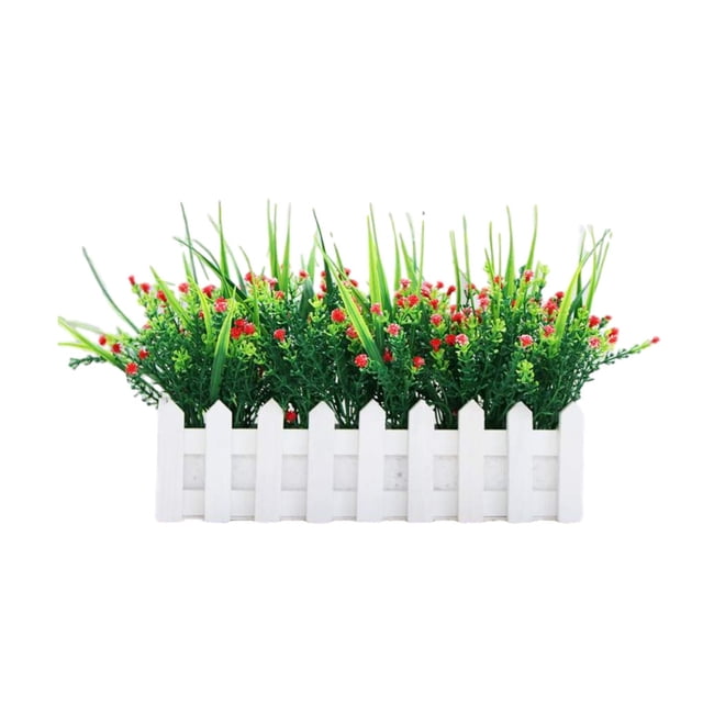 Valla en maceta flor artificial tela de simulación flor hogar boda decoración floral falsa, blanco y rojo Sweethay HA7817-03B
