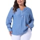 thumbnail image 1 of Camisas de talla grande para mujeres GRACE & GRANDEUR, blusa de manga larga con botones 4X azul, 1 of 1