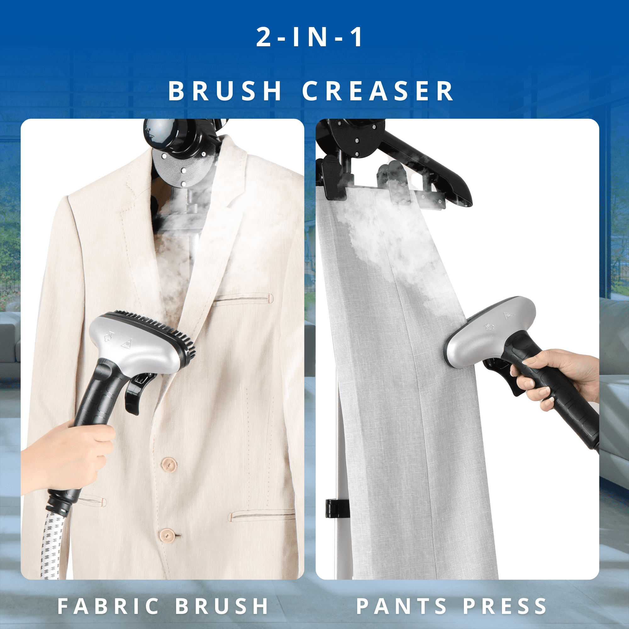 SALAV X3 Commercial-Grade Smart Auto Shut off Garment Steamer with Foot Pedals and Extra Large 3L Water Tank, White