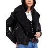 Free People Womens Haley Faux-Leather Motorcycle Jacket, Black, Small