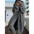 thumbnail image 3 of Women's Plus Size Long Knit Cardigan - Winter Warm Soft Lounge Coat & Chunky Sweater for Cozy Home, Travel and Casual Outerwear, 3 of 8