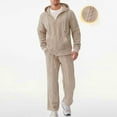 thumbnail image 2 of Fewfanhot Mens Sweatsuit 2 Piece Casual Outfits Hooded Zipper Sweatshirt Tracksuit & Joggers Sweatpants Sweatsuit Set, 2 of 9