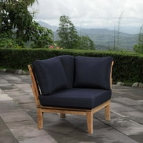 Modway Marina Outdoor Patio Teak Corner Sofa in Natural Navy