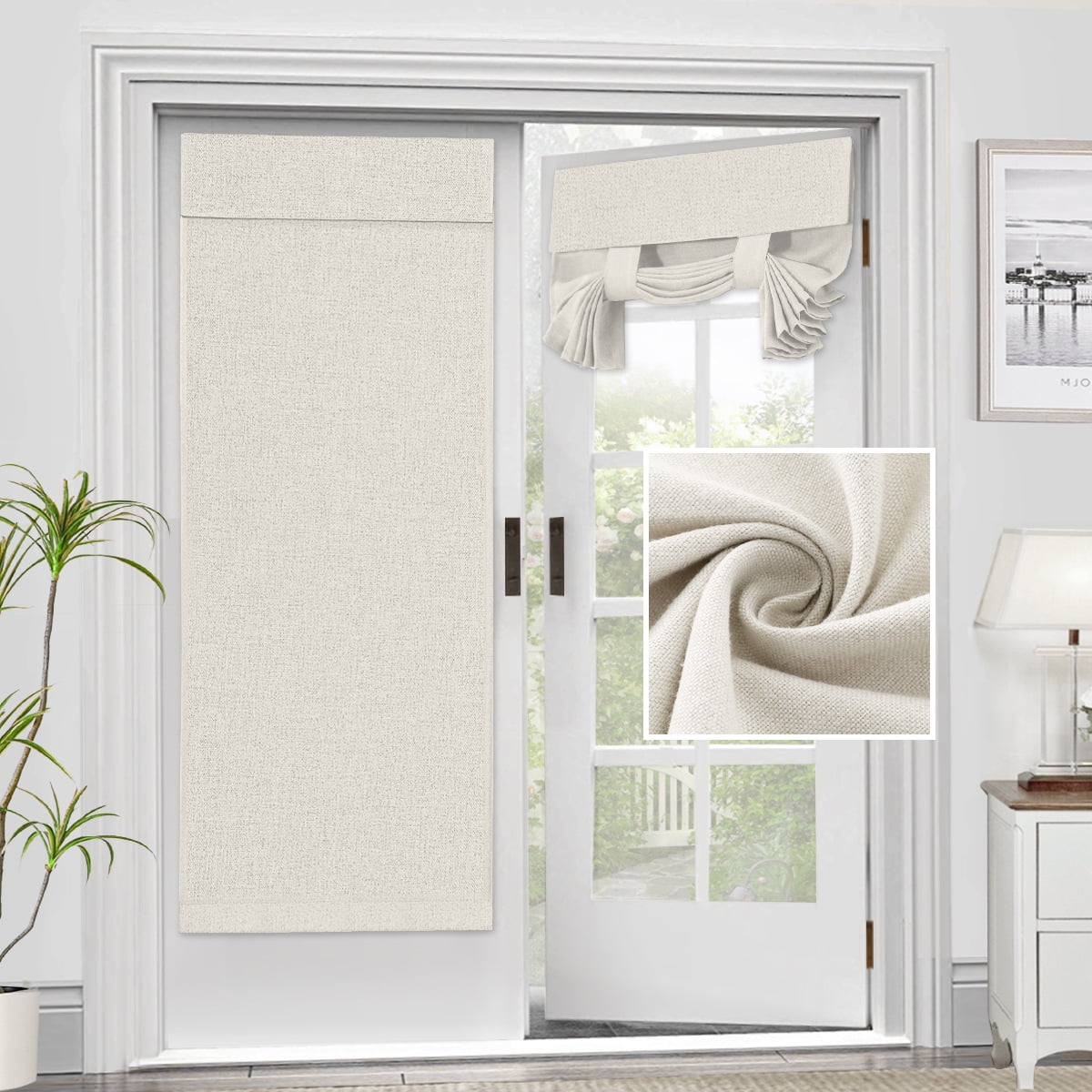 Blackout French Door Blinds for Glass Door Window, Light Blocking Privacy Door Window Drapes for Front Door-Style 3