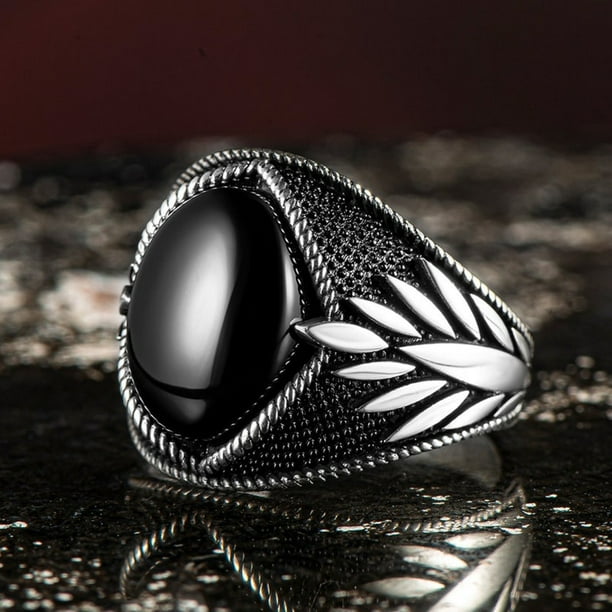 Anillo de piedra de ágata Natural ovalada grande Vintage para hombre, anillo de hormiga de circón rojo amarillo con incrustaciones Retro para mujer, anillo de boda, joyería turca Tan Jianjun unisex