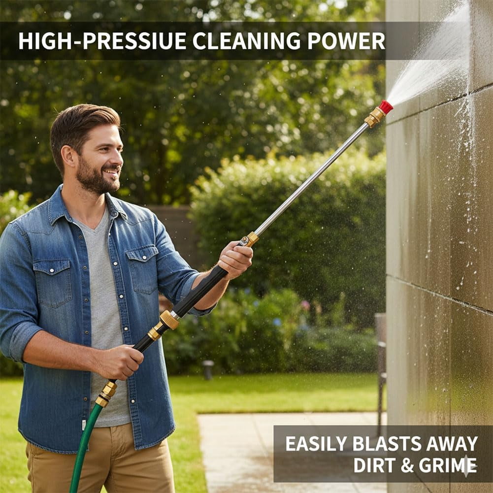 2026 New Jet Hose Nozzle High Pressure for Garden Hose – High Pressure Hose Nozzle with 2 Spray Tips, Flexible Water Spray Wand for Car Wash, Window, Gutter, Fits Standard 3/4” Garden Hose (Gray)   P