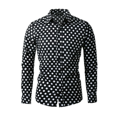 Men's Single Breasted 0% Cotton Polka Dots Business (Best Business Casual Shirts)