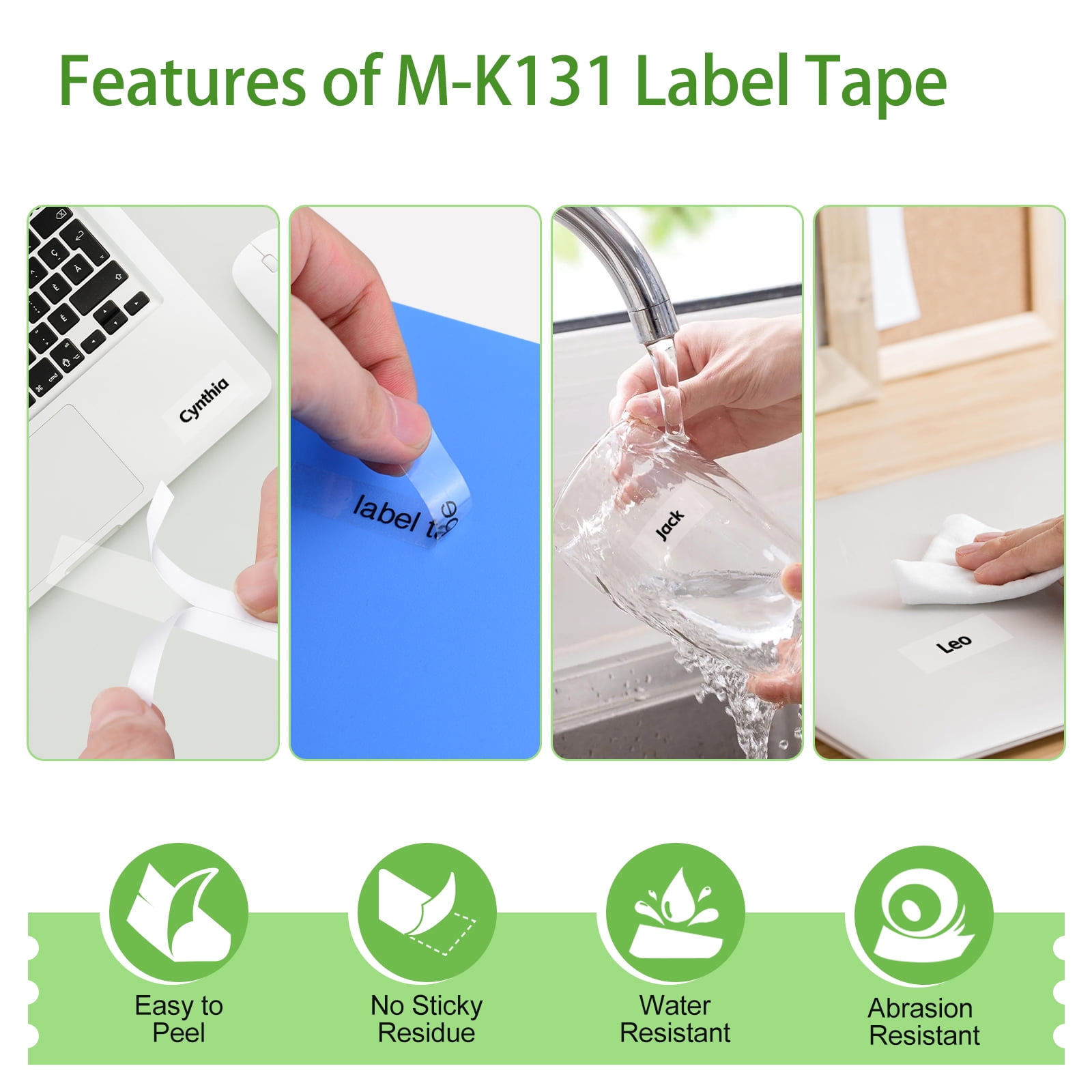 (2 pack) NineLeaf 4PK Compatible for Brother P-touch M-K131 M-K131s M131 1/2" 12mm Black on Clear Label Maker Tape Refills for PT-45m PT-65 PT-70bm