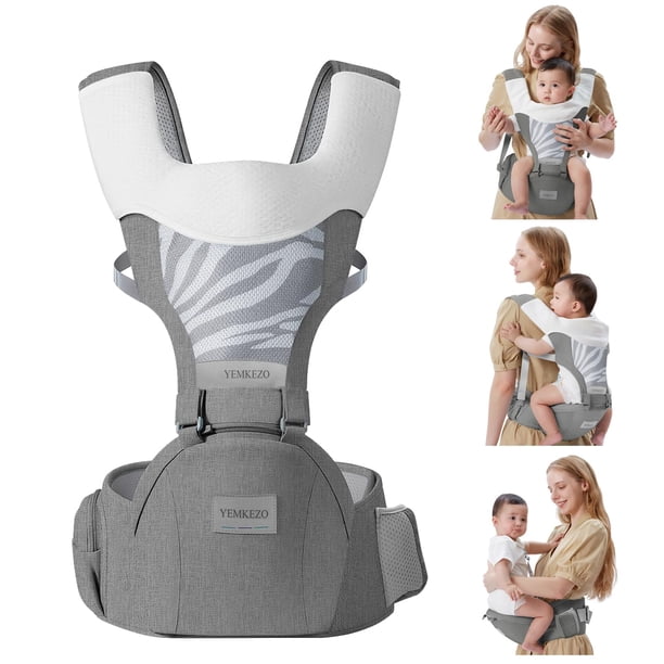 Portabebés para recién nacidos y niños pequeños con asiento para la cadera, portabebés multifunción, portabebés ergonómico 4 en 1 (posición ergonómica M) portabebés ajustable y extraíble para 0-36 mes