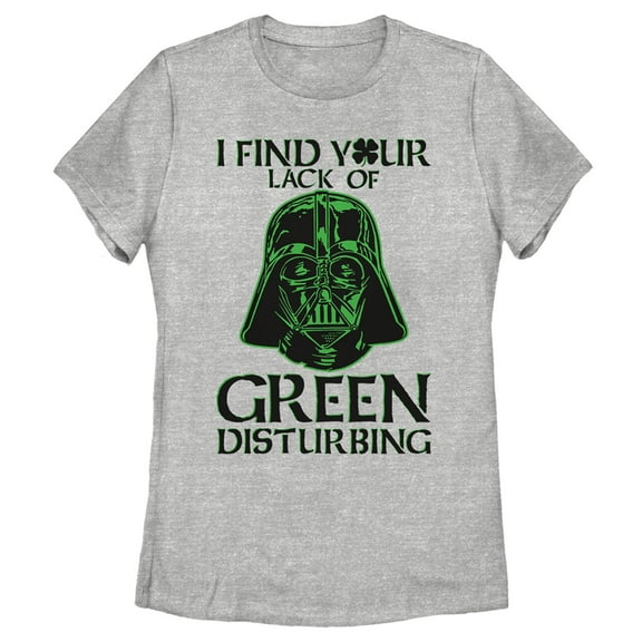 Women's Star Wars St. Patrick's Day Darth Vader I Find your Lack of Green Disturbing  Graphic Tee Athletic Heather Small