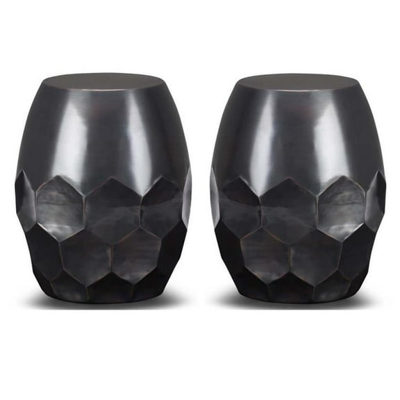 Home Square 2-Piece 16 " Metal Accent Side Table Set in Antique Copper