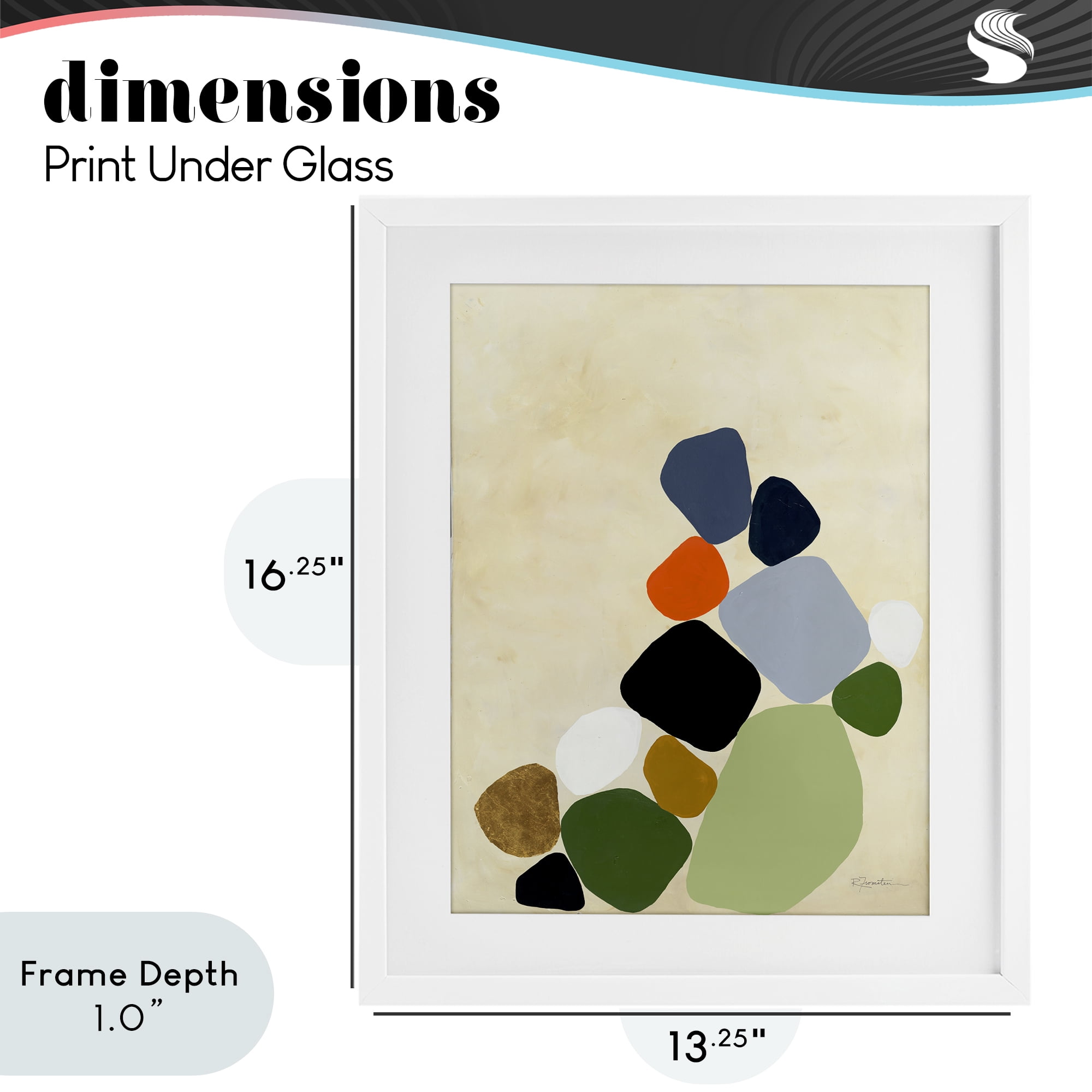 Stupell Industries Cluster of Minimal Pebbles White Framed Print Under Glass, design by Ruth Fromstein