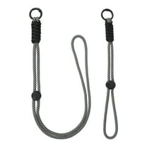 1Set Heavy Duty Paracord Keychain Lanyard, Adjustable Necklace Whistles Lanyard Braided Wrist Strap with Spring Ring for ID Card Badge Holder Keys, Black/White