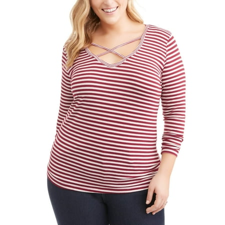 Poof Junior Plus OPP Stripe Strappy Tee