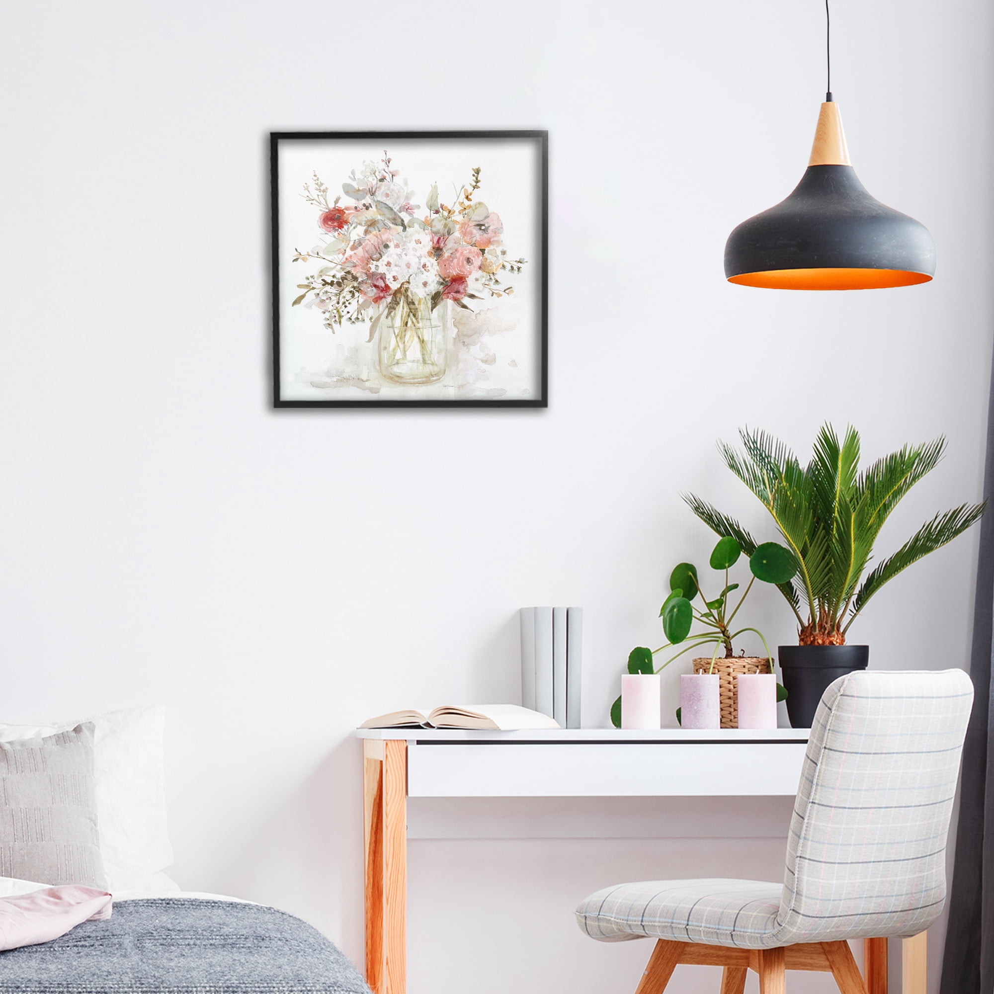 Stupell Industries Soft Blush Botanical Bouquet Black Framed Giclee Art, design by Carol Robinson