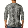 thumbnail image 4 of Lumtrix Mens Camouflage Henley Shirts 3/4 Sleeve Sleeve Camo Sport Summer Beach Casual Fitted Soft T-Shirt Light Gray 3XL, 4 of 6