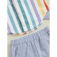 thumbnail image 6 of Toddler Baby Boys Summer Shorts Set, Short Sleeve Striped Shirt with Elastic Waist Shorts Set, 6 of 8