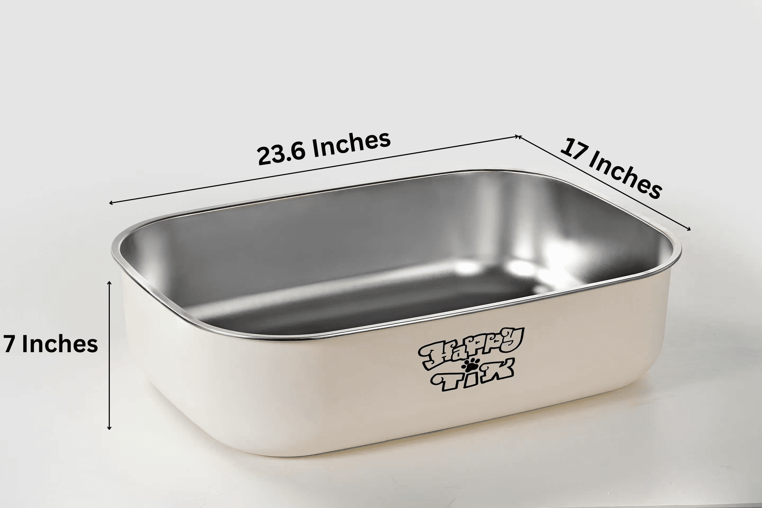 Stainless Steel Cat Litter Box with Scoop - 23.6'' x 17'' x 7'' Non-Stick Large Metal Indoor Litter Pan, Non-Slip, Rust Proof & Easy to Clean, Pet Toilet for Cats & Other Small Animals