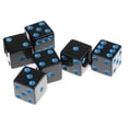 thumbnail image 4 of Juego de 10 dado estándar de 16 mm cuadrado opaco D6 de 6 caras negro con Pips azules Zulema Juego de dados de juego de mesa, 4 of 8