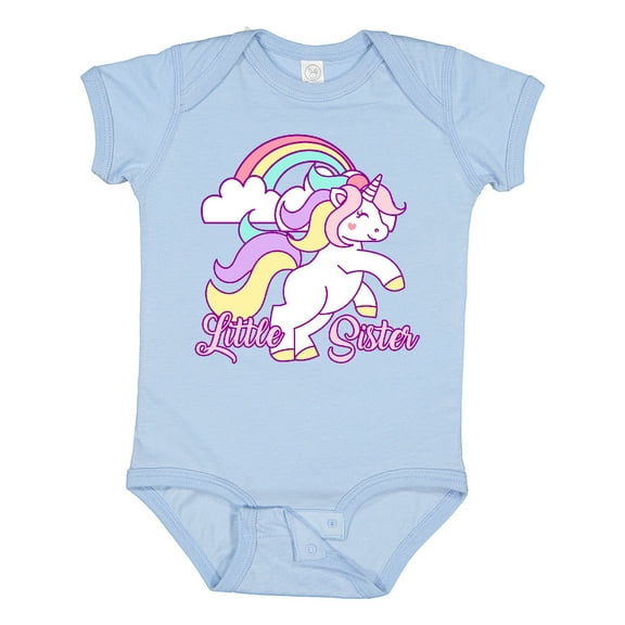 Inktastic Little Sister Unicorn Girls Baby Bodysuit