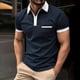 thumbnail image 1 of pstuiky camisetas de hombre, Camisa deportiva de manga corta con solapa y cremallera a rayas para hombre camisas casuales para hombre m, 1 of 7