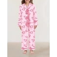 thumbnail image 4 of Mommy and Me Matching Pajamas, Bow/Heart Print Tie Front Long Sleeve Tops and Long Pants Set Family Matching Sleepwear, 4 of 5