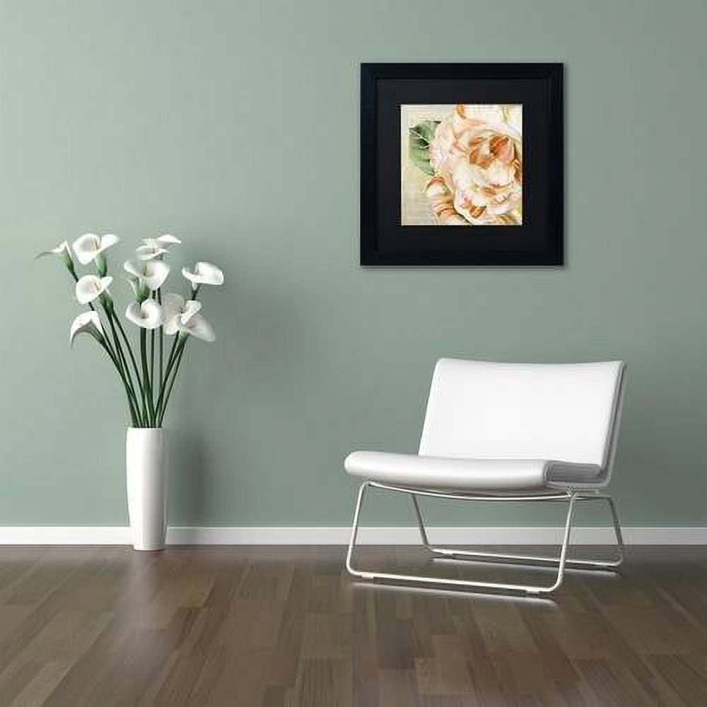 Trademark Fine Art "Camellias I" Canvas Art by Color Bakery Black Matte, Black Frame