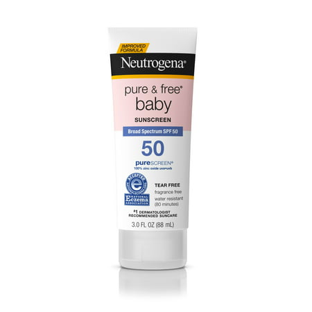 Neutrogena Pure & Free Baby Mineral Sunscreen with SPF 50, 3 fl. (Best Sunscreen For 3 Month Old)