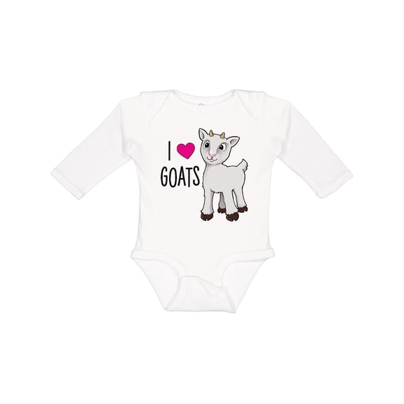 Inktastic I Love Goats- cute goat Boys or Girls Long Sleeve Baby Bodysuit